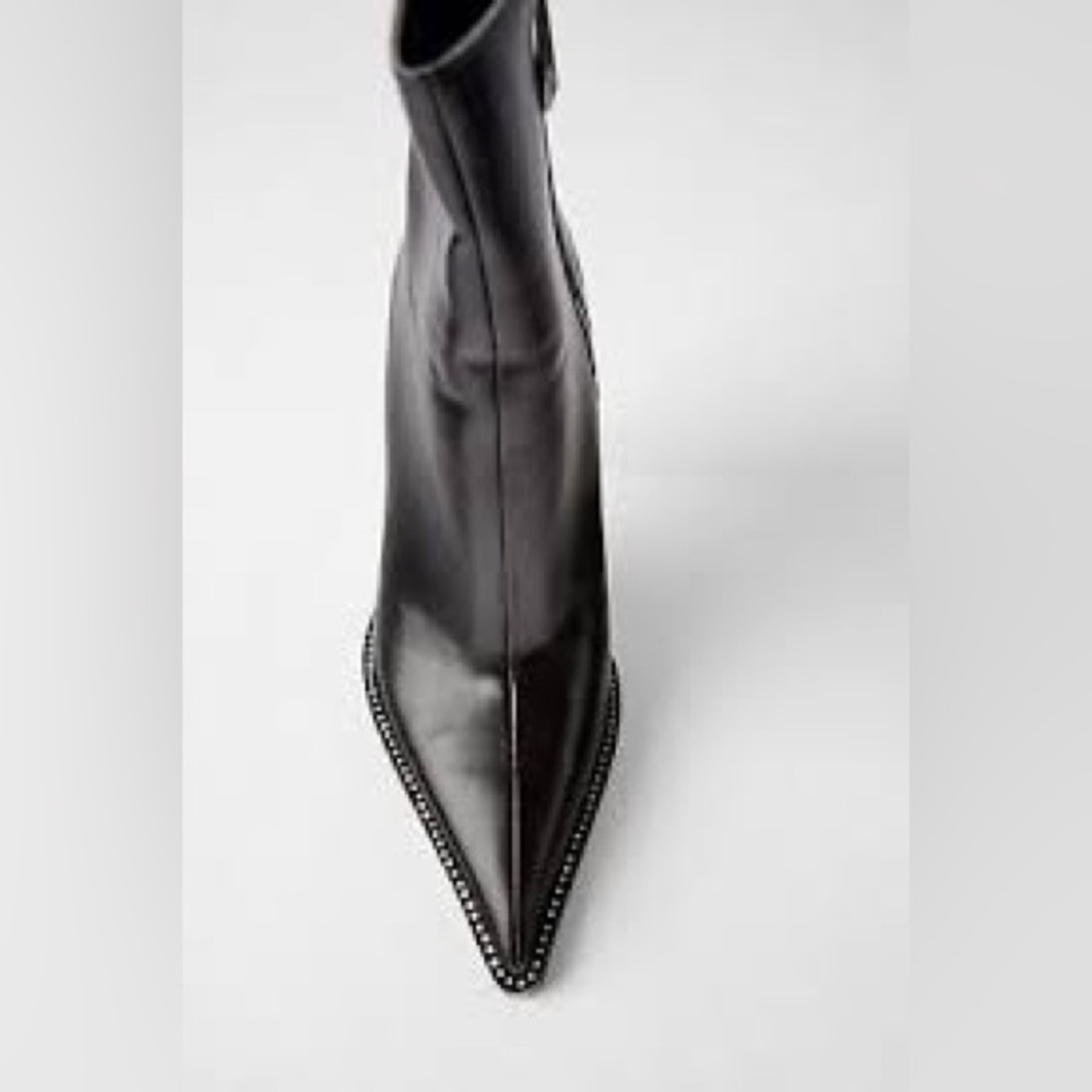 Zara 🖤🩶🖤Women Shiny High Heels Ankle Boots Size 39 - NWT - Picture 2 of 5